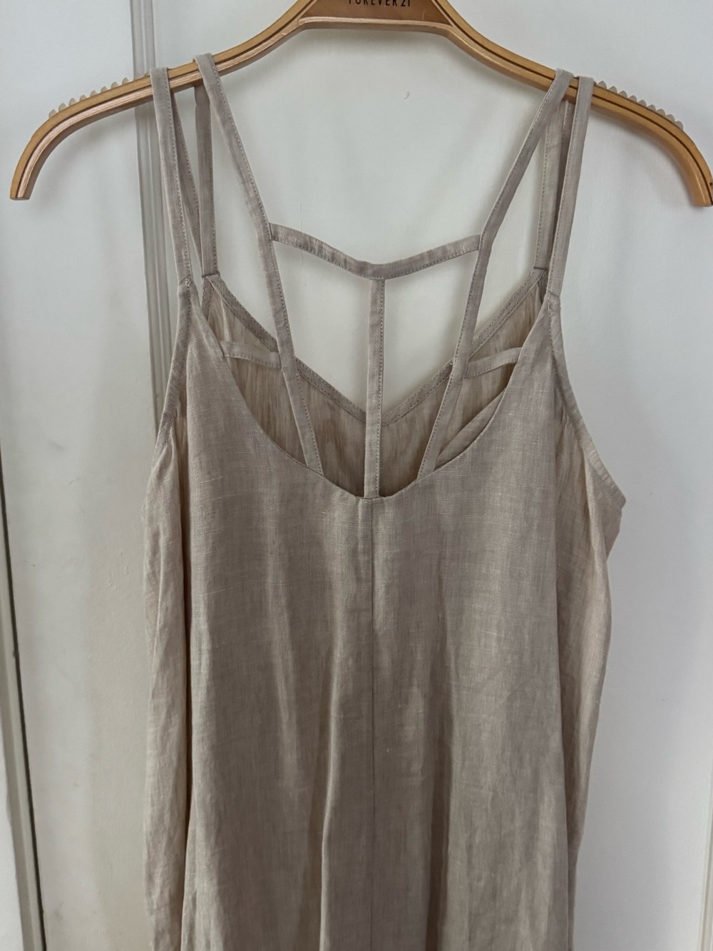 Sleeveless Maxi Slip Dress in Light Beige - Casual Summer Style
